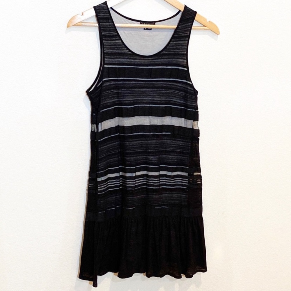Theory Black Grey Stripe Tank Dress